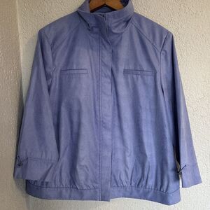 Chico's Women’s Faux Suede Snakeskin Zipper Jacket Purple 3/4 Sleeve Size 2